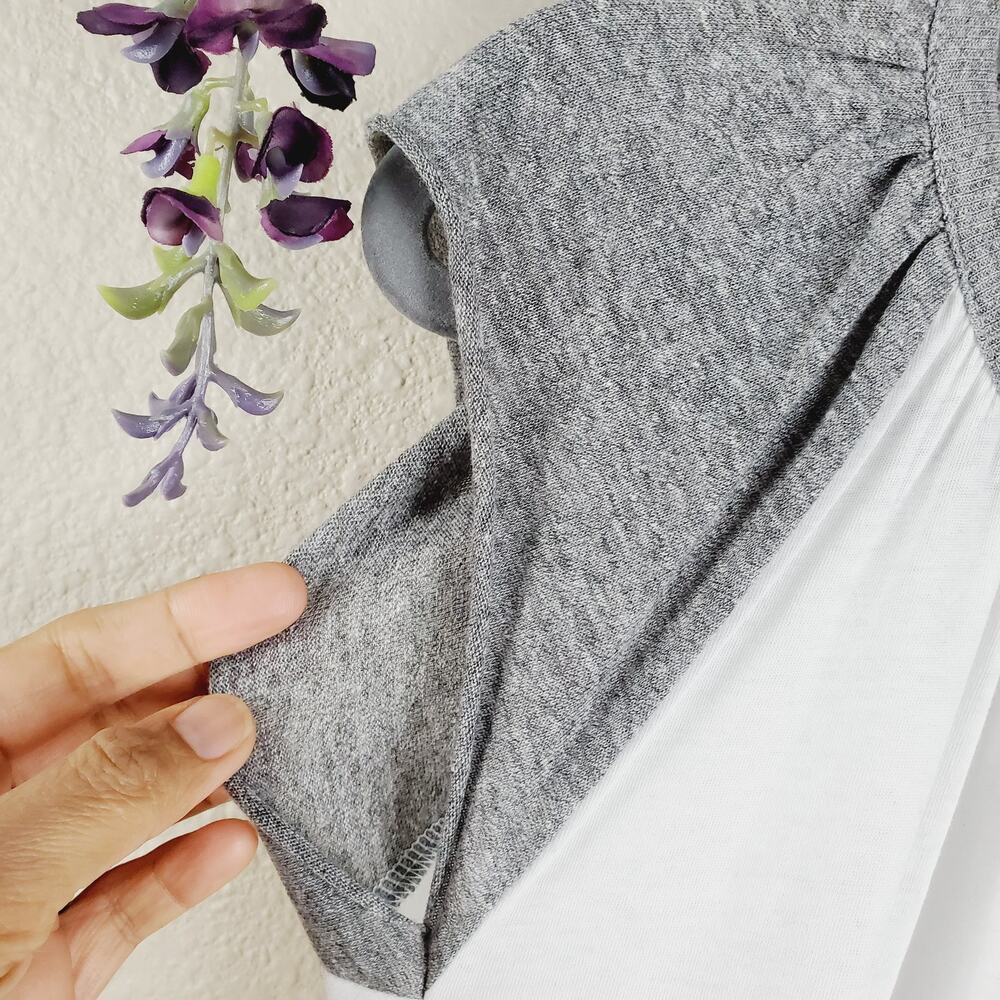 ✨ NWT Chaser White & Gray Knit Henley Short Sleeve Top M - Picture 5 of 8